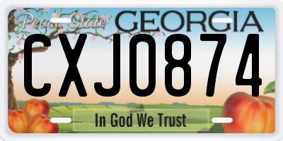 GA license plate CXJ0874