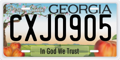 GA license plate CXJ0905