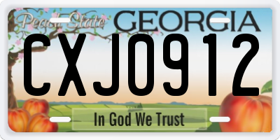 GA license plate CXJ0912