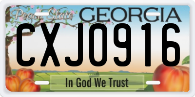 GA license plate CXJ0916
