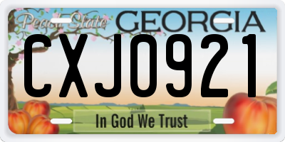 GA license plate CXJ0921
