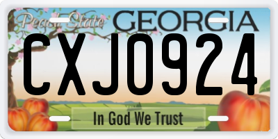 GA license plate CXJ0924