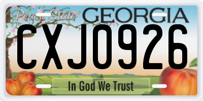 GA license plate CXJ0926