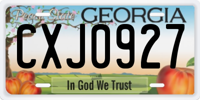 GA license plate CXJ0927
