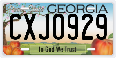GA license plate CXJ0929