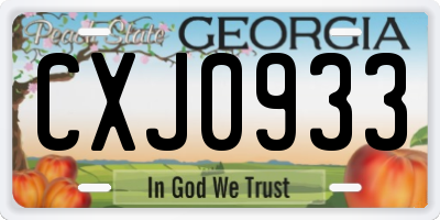 GA license plate CXJ0933