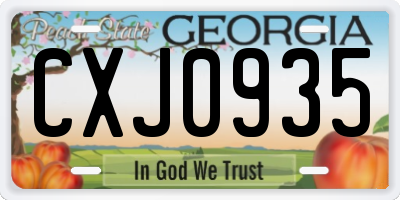 GA license plate CXJ0935