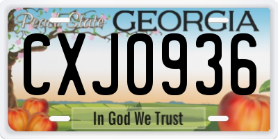 GA license plate CXJ0936