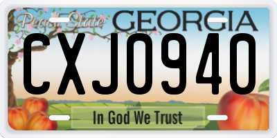 GA license plate CXJ0940