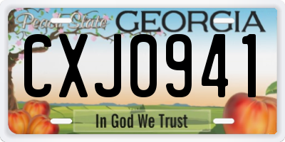 GA license plate CXJ0941