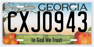 GA license plate CXJ0943