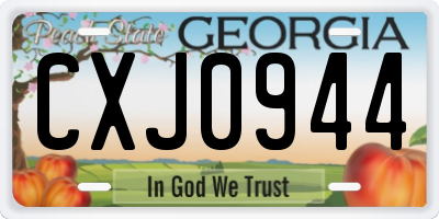 GA license plate CXJ0944