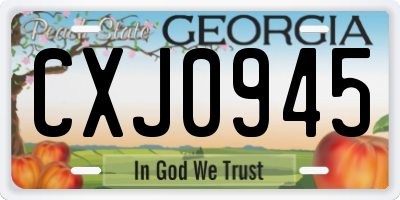 GA license plate CXJ0945