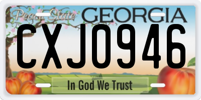 GA license plate CXJ0946
