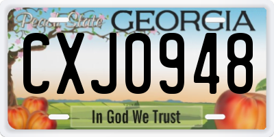 GA license plate CXJ0948