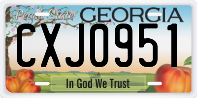 GA license plate CXJ0951