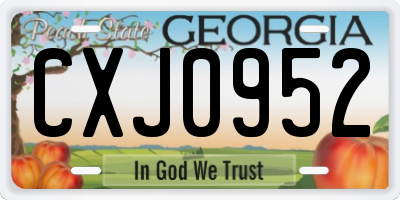 GA license plate CXJ0952
