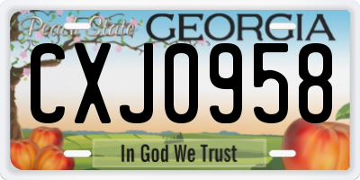 GA license plate CXJ0958