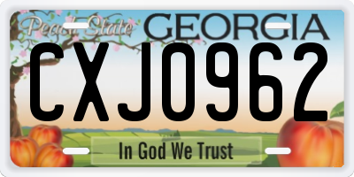 GA license plate CXJ0962