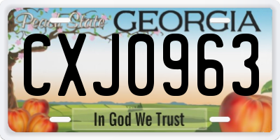 GA license plate CXJ0963