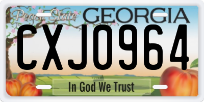 GA license plate CXJ0964