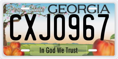 GA license plate CXJ0967