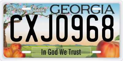 GA license plate CXJ0968