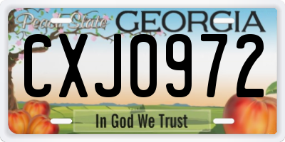 GA license plate CXJ0972