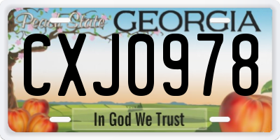 GA license plate CXJ0978