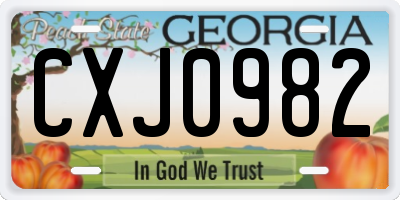 GA license plate CXJ0982