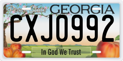 GA license plate CXJ0992