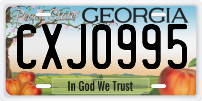 GA license plate CXJ0995