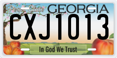 GA license plate CXJ1013