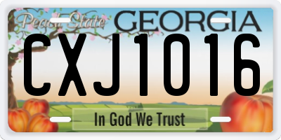 GA license plate CXJ1016