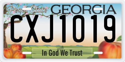 GA license plate CXJ1019