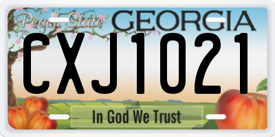 GA license plate CXJ1021