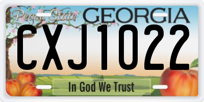 GA license plate CXJ1022
