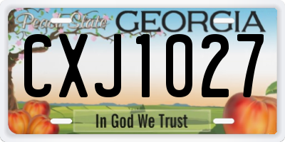 GA license plate CXJ1027