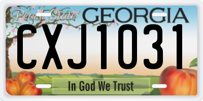 GA license plate CXJ1031