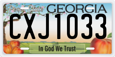 GA license plate CXJ1033