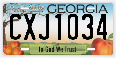 GA license plate CXJ1034