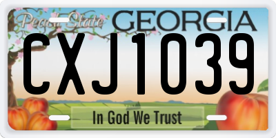 GA license plate CXJ1039