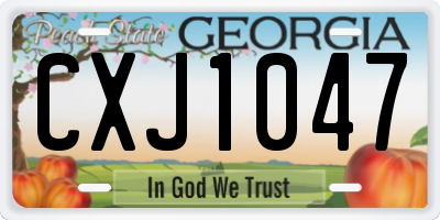 GA license plate CXJ1047