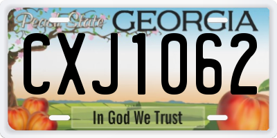 GA license plate CXJ1062