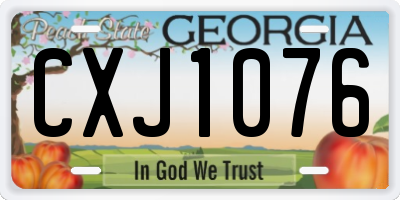 GA license plate CXJ1076