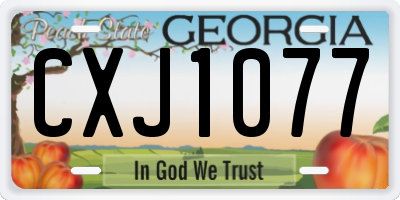 GA license plate CXJ1077