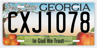 GA license plate CXJ1078