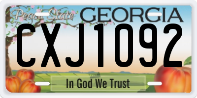 GA license plate CXJ1092