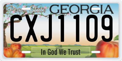 GA license plate CXJ1109