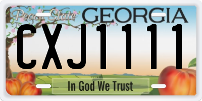 GA license plate CXJ1111